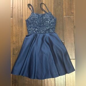 JJ’s House A-line square short satin homecoming dress